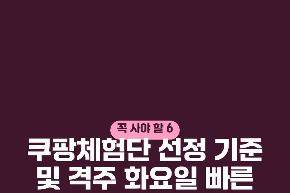 쿠팡체험단 선정 기준 및 격주 화요일 빠른 선점 팁 정리