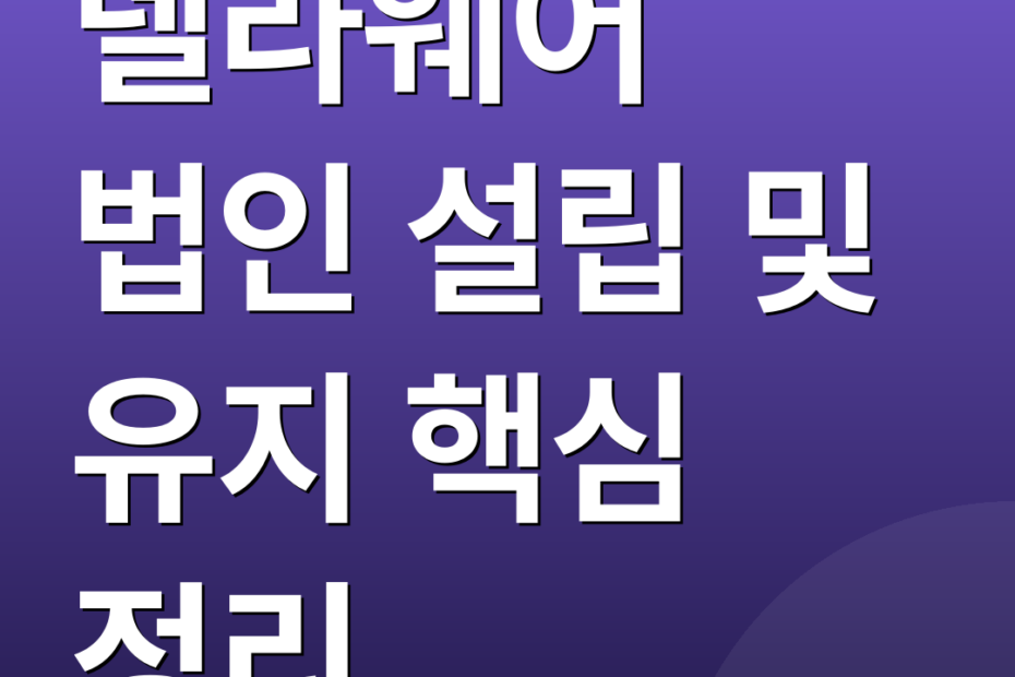 델라웨어 법인 설립 및 유지 핵심 정리