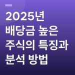 2025년 배당금 높은 주식의 특징과 분석 방법