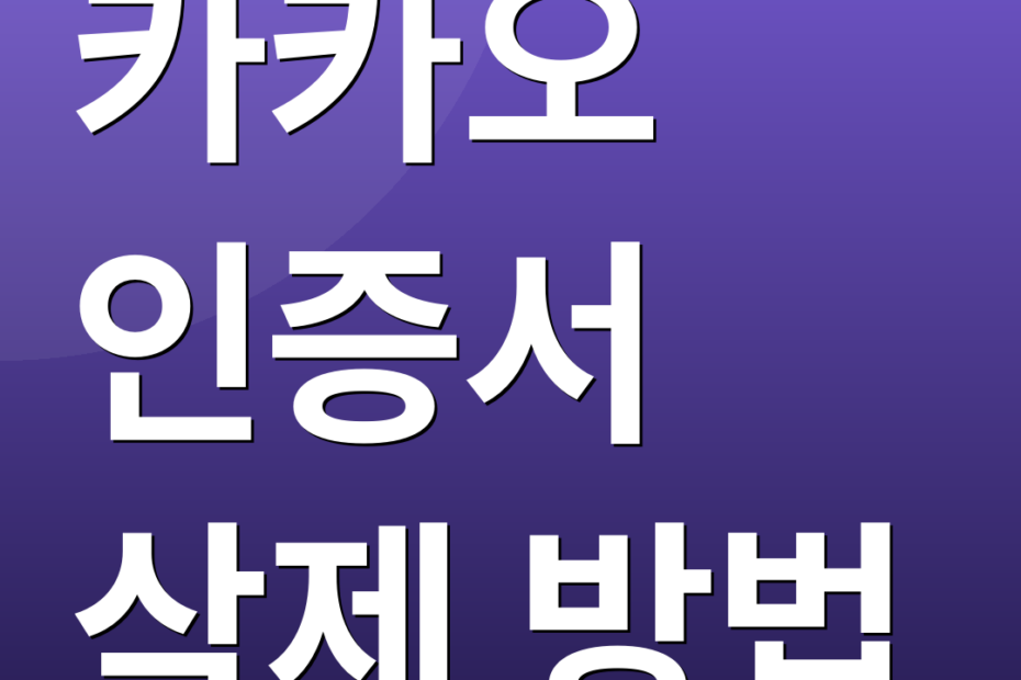 카카오 인증서 삭제 방법