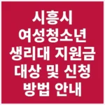 시흥시 여성청소년 생리대 지원금 대상 및 신청 방법 안내