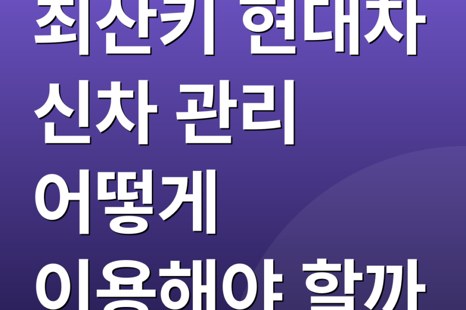 최산키 현대차 신차 관리 어떻게 이용해야 할까