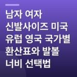 남자 여자 신발사이즈 미국 유럽 영국 국가별 환산표와 발볼 너비 선택법
