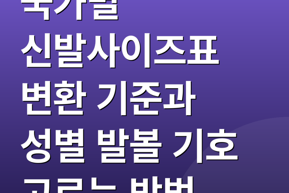 국가별 신발사이즈표 변환 기준과 성별 발볼 기호 고르는 방법