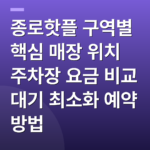 종로핫플 구역별 핵심 매장 위치 주차장 요금 비교 대기 최소화 예약 방법
