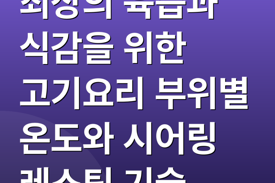 최상의 육즙과 식감을 위한 고기요리 부위별 온도와 시어링 레스팅 기술