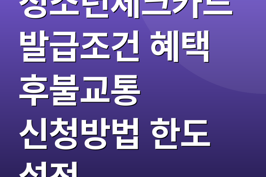 청소년체크카드 발급조건 혜택 후불교통 신청방법 한도 설정
