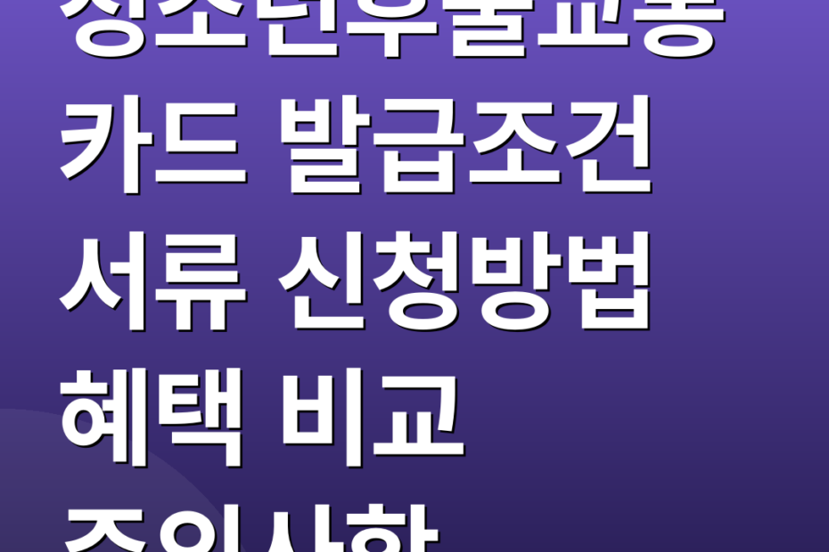 청소년후불교통카드 발급조건 서류 신청방법 혜택 비교 주의사항