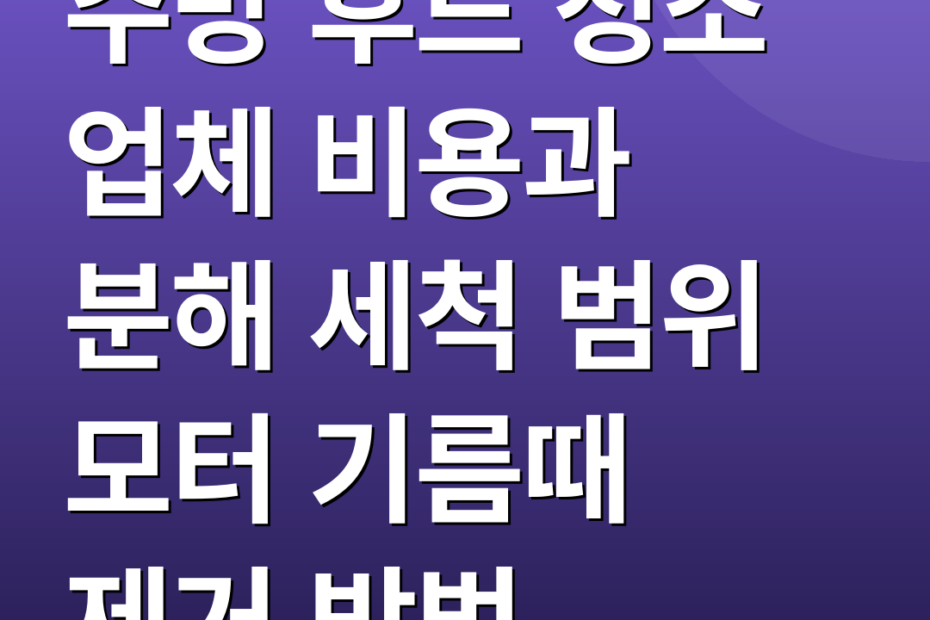 주방 후드 청소 업체 비용과 분해 세척 범위 모터 기름때 제거 방법