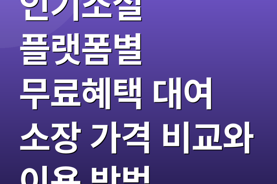 인기소설 플랫폼별 무료혜택 대여 소장 가격 비교와 이용 방법